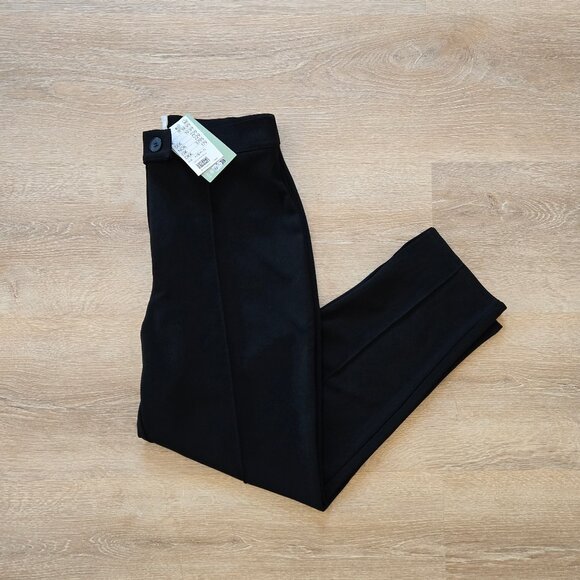 H&M Black Creased Tapered Suit Pants Small Crêpe Jersey High Waist New With Tags - Picture 1 of 16